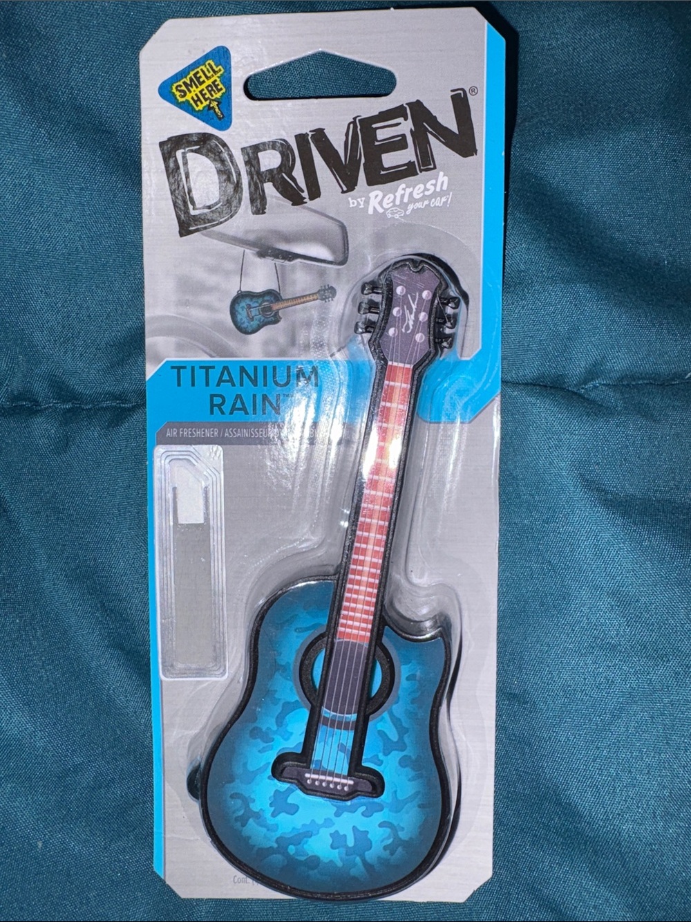 Refresh Driven Titanium Rain Blue Guitar Air Freshener